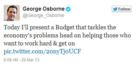 Osborne takes to Twitter and pledges to tackle economy head-on